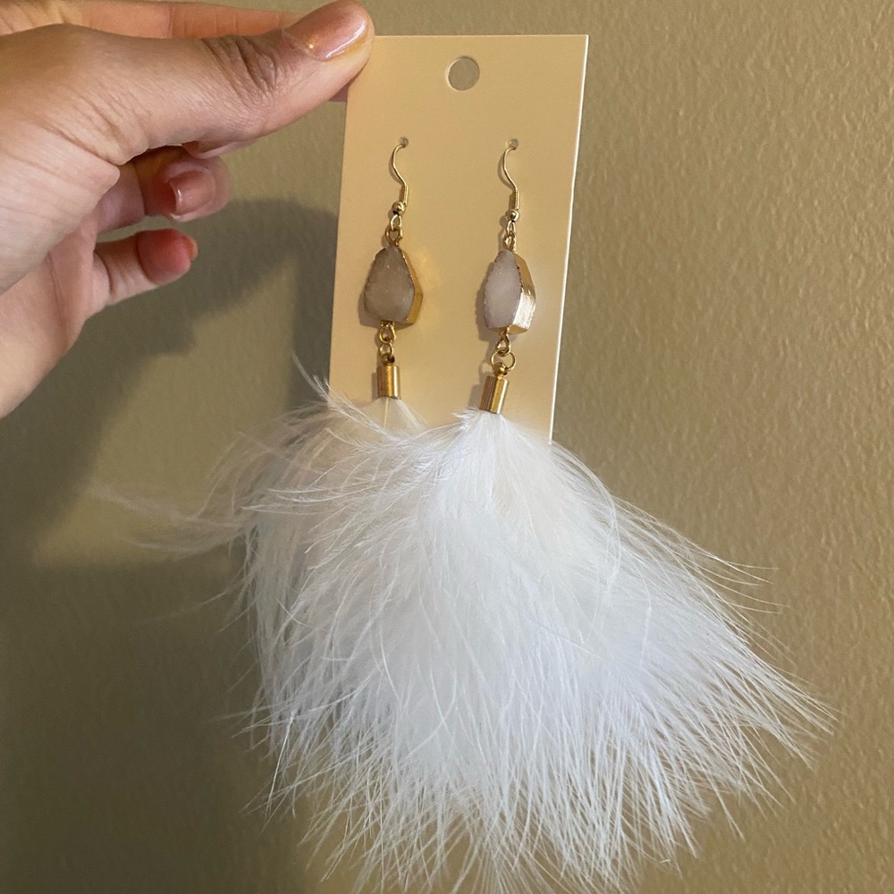 Handmade feather unique earrings!